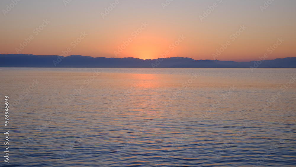 Beautiful seascape on sunrise on the island Corfu, Greece. Beautiful seascape on sunrise on the island Corfu, Greece.