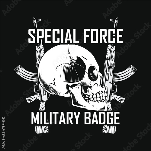 special force, military badge design with skull drawing