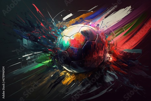 Piłka abstrakcyjny kolorowy akrylowy malowany obraz Generative AI 