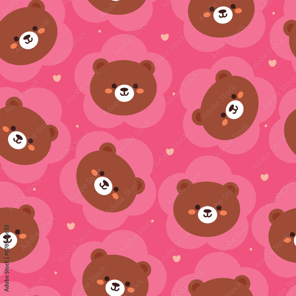 seamless pattern cartoon bear. cute animal wallpaper with flower illustration for gift wrap paper, winter wallpaper seamless pattern cartoon bear. cute animal wallpaper with flower illustration for gift wrap paper, winter wallpaper