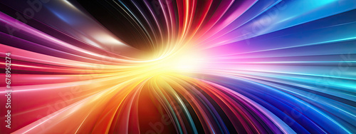 Radiant light explosion in a whirl of colors, symbolizing power and dynamic motion.