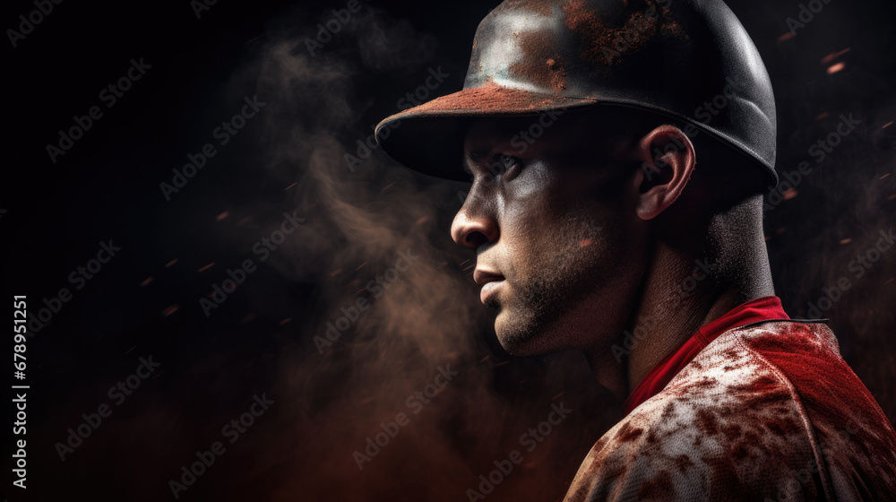 baseball player in a stadium, with a determined look generative ai - obrazy, fototapety, plakaty 