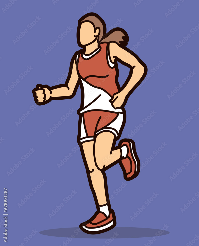 A Woman Start Running Jogging Marathon Runner Movement Action Cartoon Sport Graphic Vector A Woman Start Running Jogging Marathon Runner Movement Action Cartoon Sport Graphic Vector