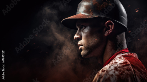 baseball player in a stadium, with a determined look generative ai photo