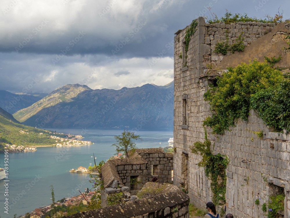 San Giovanni fortress and medieval wall and fortifications of Kotor, Bay of Kotor, Adriatic Coast, Montegnegro