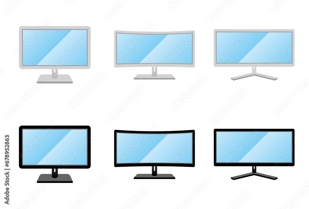 シンプルなイラスト_同一家電セット_PCモニタ シンプルなイラスト_同一家電セット_PCモニタ