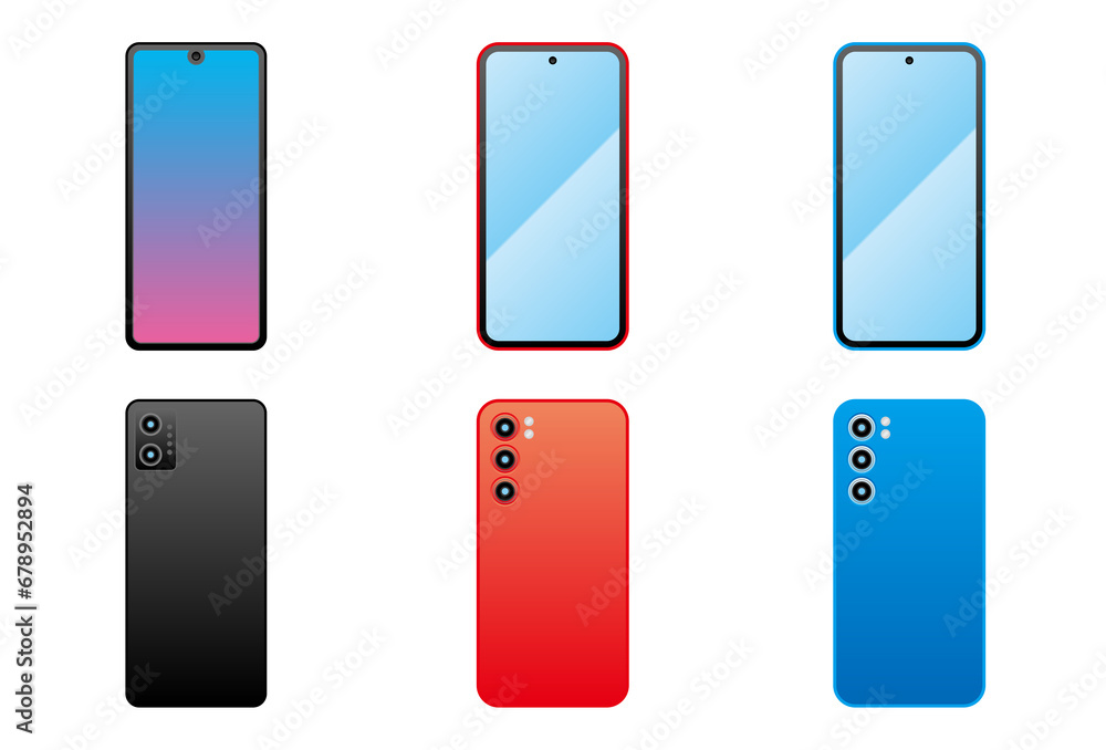 シンプルなイラスト_同一家電セット_スマートフォン シンプルなイラスト_同一家電セット_スマートフォン