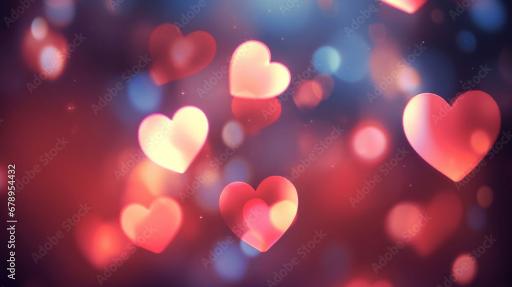 Colorful heart bokeh background