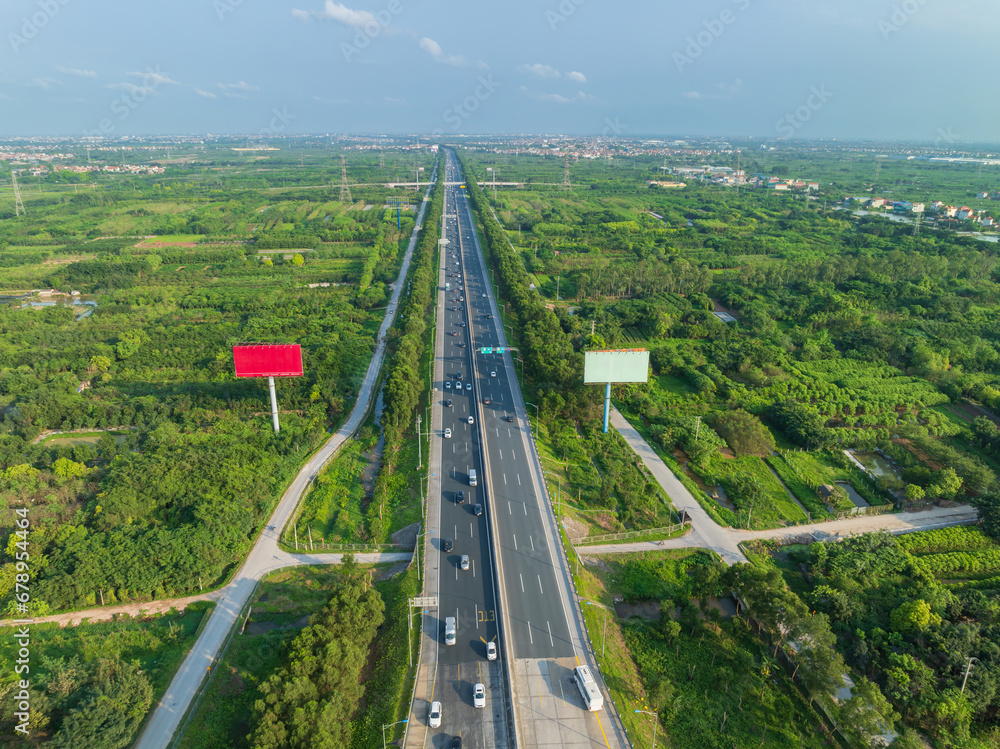 Obraz premium Aerial view of Road No. 5B highway connecting Hanoi to Hai Phong city