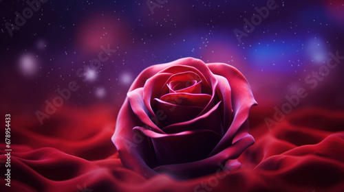 Dark red and purple Valentine s day background with rose  silk and beautiful bokeh