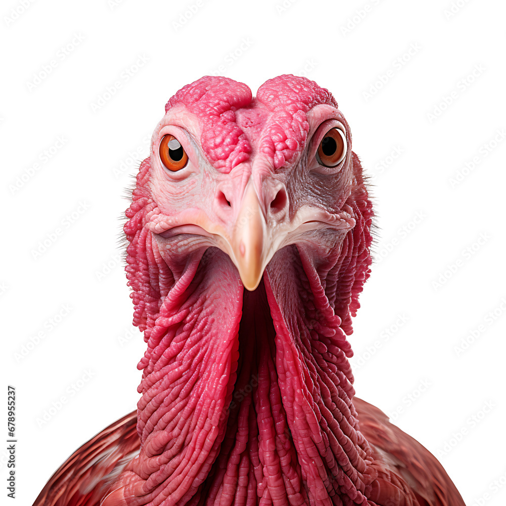 Close-up of wild turkey isolated on transparent background