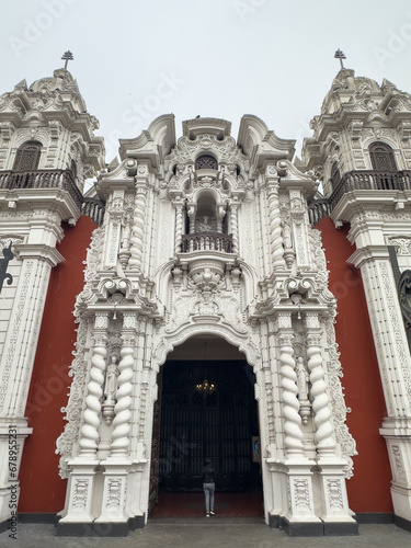 Entrance gate of the churrigueresque style of The San Marcelo Church (Iglesia de San Marcelo), built in 1551 at Lima, Peru. photo