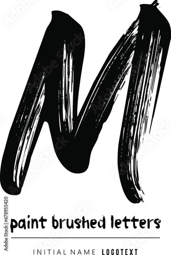 vector icon of letter m with ink stroke,m - Black handwritten letters, hand drawn m letters Logo design. Brushstroke m Letter Logo Design on white background.eps8