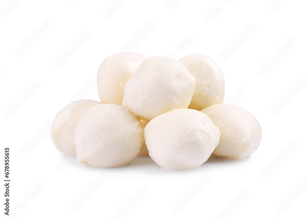Tasty mozzarella cheese balls isolated on white Tasty mozzarella cheese balls isolated on white