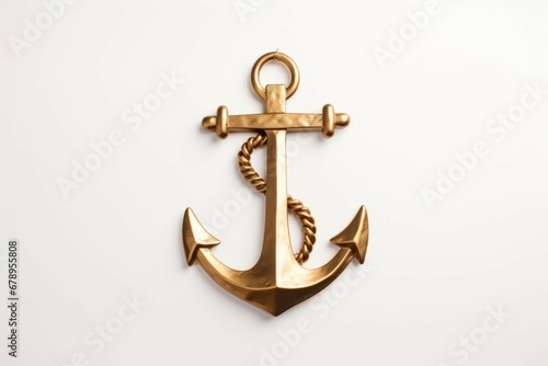 Gold anchor on white backdrop