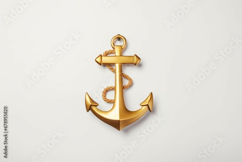 Gold anchor on white backdrop