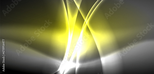 Neon-lit waves surge across background, mesmerizing dance of luminescence and motion. Dynamic backdrop captures essence of energy and modern aesthetics
