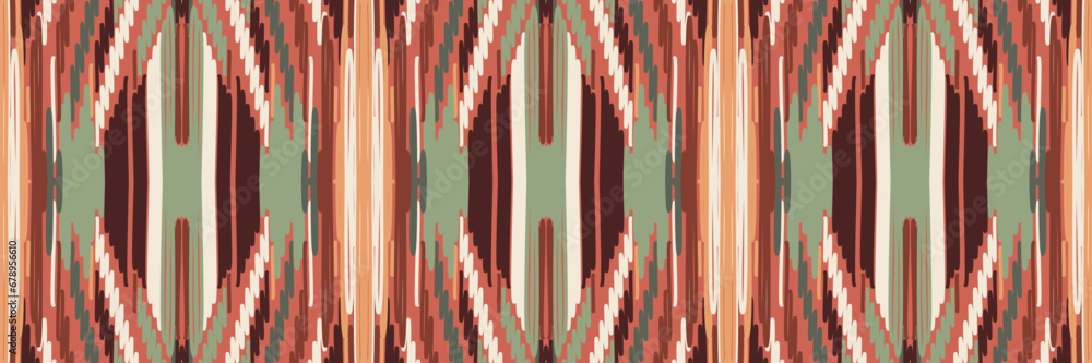 Obraz premium Ethnic abstract ikat art. Aztec ornament print. geometric ethnic pattern seamless color oriental. Design for background ,curtain, carpet, wallpaper, clothing, wrapping, Batik, vector illustration.