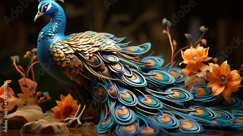 Fototapeta Naklejka Na Ścianę i Meble -  3d carton peacock