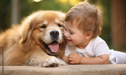 friendship of child and dog