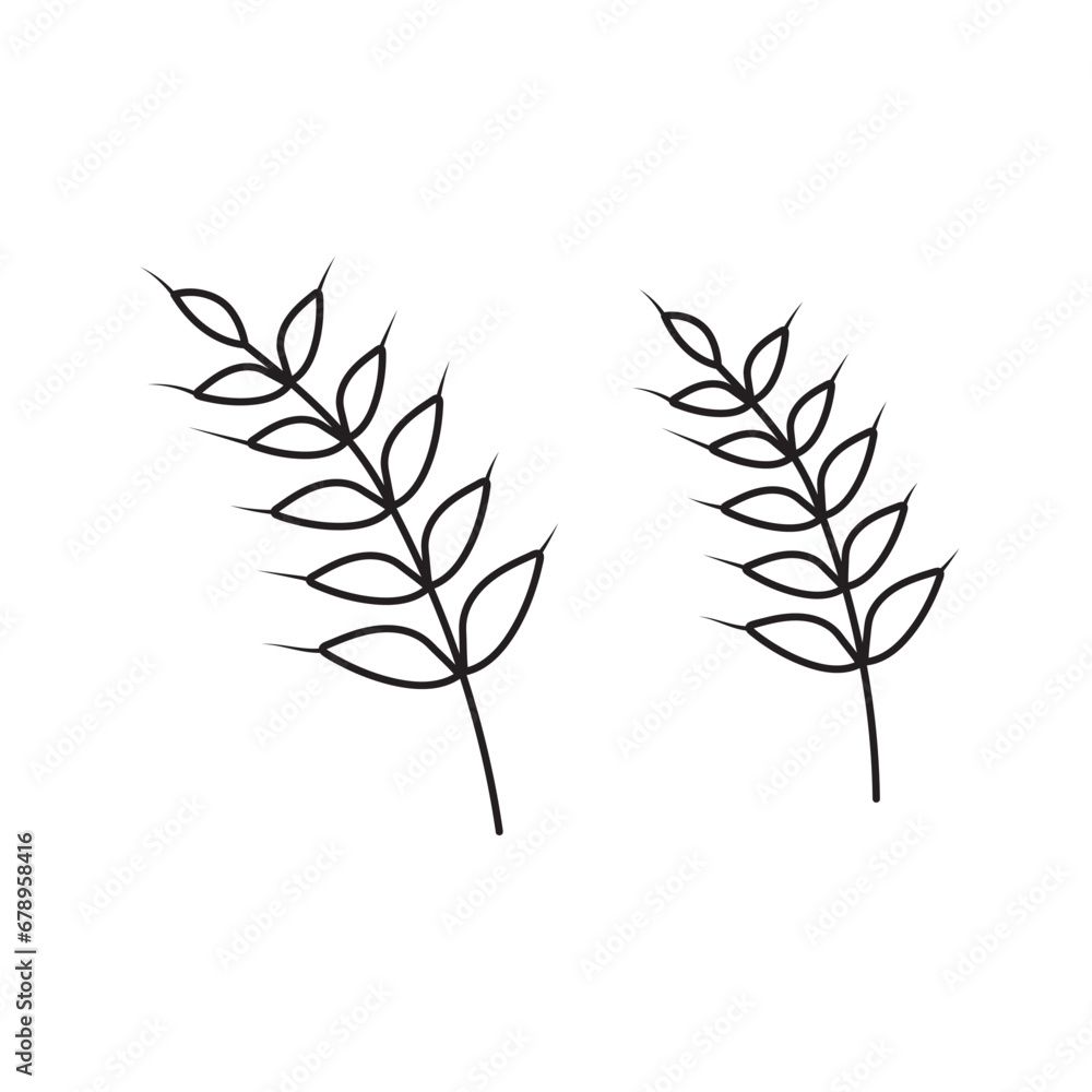 Fototapeta premium Hand drawn Kids drawing Cartoon Vector illustration wheat icon Isolated on White Background