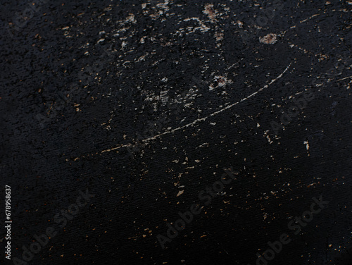 scratched black wall texture, black grunge background.