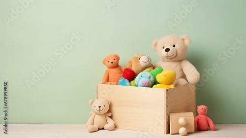 Treasure Trove of Joy: A Toy Box Overflowing with Children's Toys. Generative ai © Scrudje
