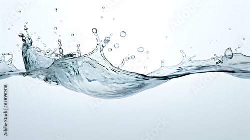 Horizontal clean water splash isolated on white background