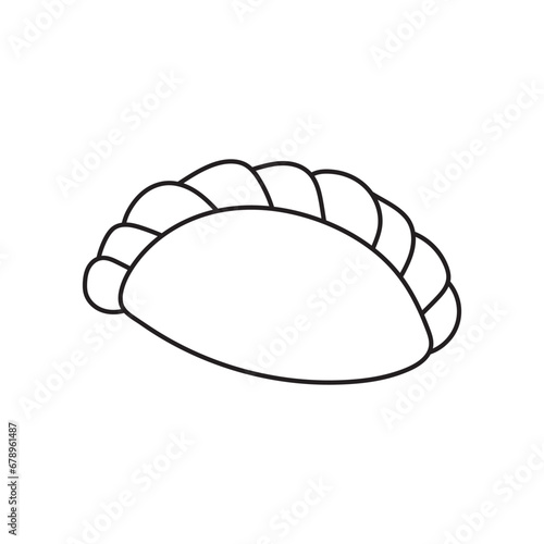Hand drawn Kids drawing Cartoon Vector illustration fried pie empanada icon Isolated on White Background