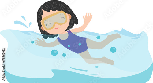 Girl swimming illustration