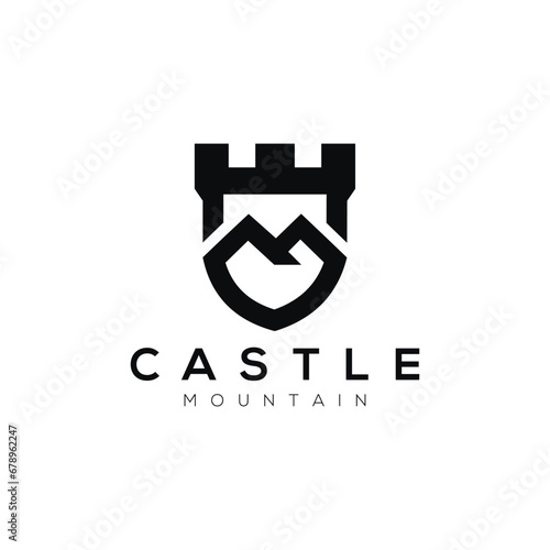 Castle mountain logo design template.vector illustration