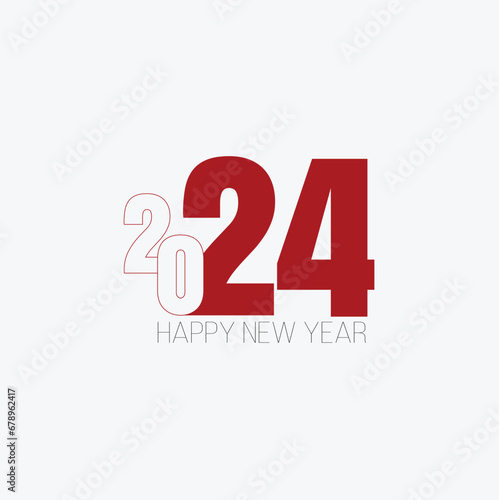 Happy new year 2024 design. With colorful truncated number illustrations. Premium vector design for poster, banner, greeting and new year 2024 celebration. 2024 Happy New Year banner. Vector