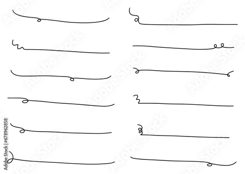 シンプルな手書きの線 飾り罫 セット