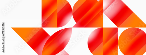 Serene gradient template. Circles and triangles mingle in minimalist perfection. Gentle fusion of forms and hues creates balanced yet captivating backdrop, embodying modern sophistication