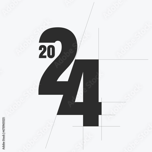 Happy new year 2024 design. With colorful truncated number illustrations. Premium vector design for poster, banner, greeting and new year 2024 celebration. 2024 Happy New Year banner. Vector