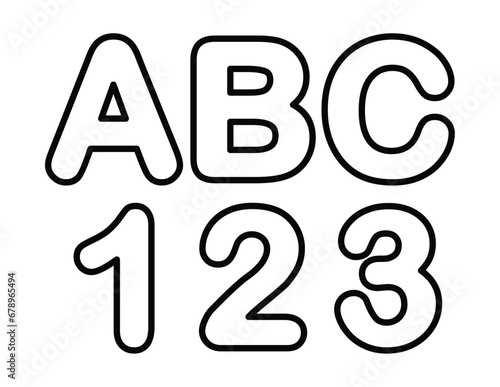 One Two Three And A B C Number And Letter Coloring Page For Children