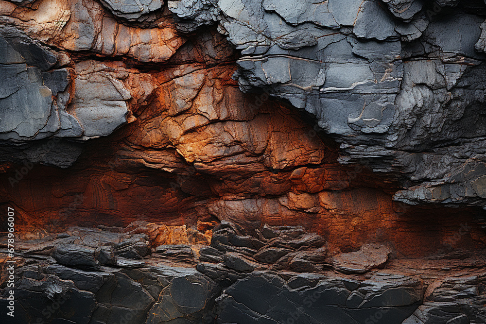 intricate patterns and textures of cave wall, portraying geological ...
