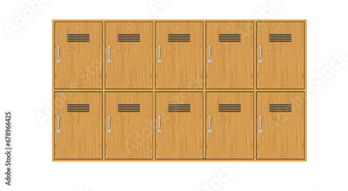 wooden locker on the white background	
