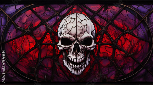Human Skull Stained Glass Window Background