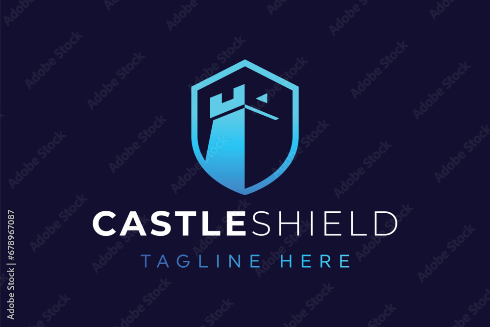Modern Shield Castle for Secure Guard Logo Design Modern Shield Castle for Secure Guard Logo Design