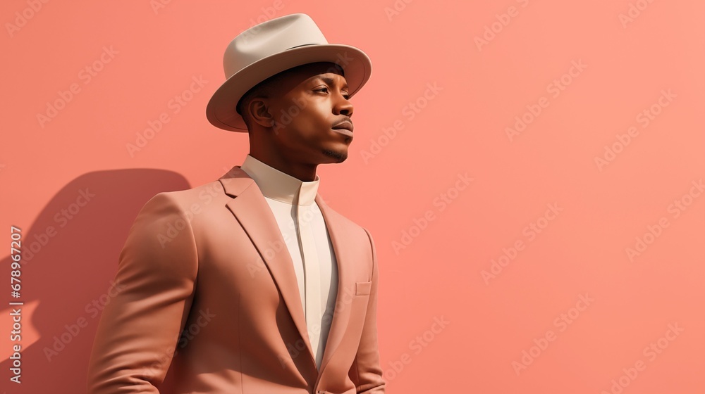 Image of the handsome African American man on a pastel background. Image of the handsome African American man on a pastel background.