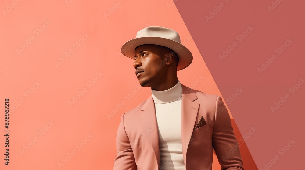 Image of the handsome African American man on a pastel background. Image of the handsome African American man on a pastel background.