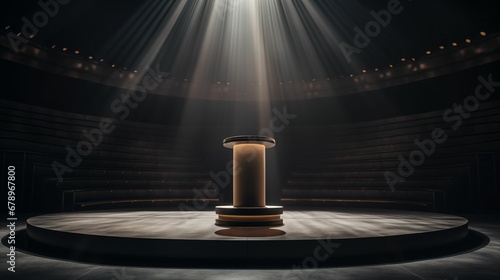 Image of podium pedestal in a conference room.