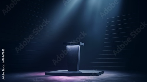 Image of podium pedestal in a conference room.