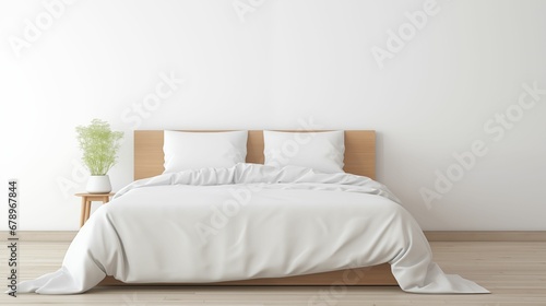 Image of snow-white bed on a white background. © kept