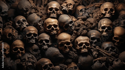 Image of hundreds of skulls and bones. photo