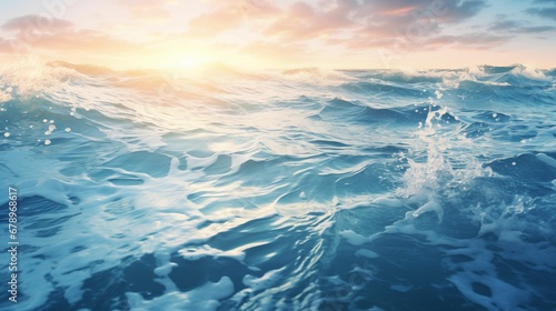 Fototapeta Naklejka Na Ścianę i Meble -  Image of light wave on the water in the ocean.