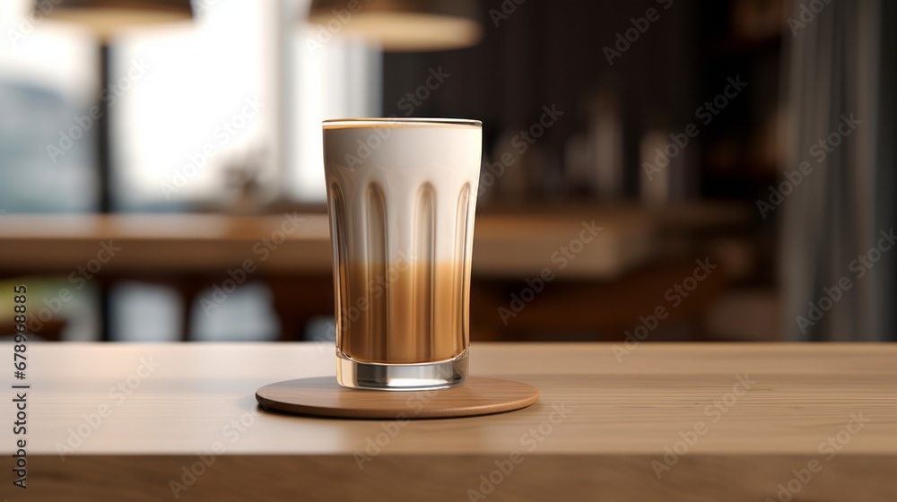 hot, fresh coffee in a cozy, sunny latte coffee put on table in cafe restaurant, drink breakfast in the morning milk latte with coffee foam in glass mug with ingredients free copy space hot, fresh coffee in a cozy, sunny latte coffee put on table in cafe restaurant, drink breakfast in the morning milk latte with coffee foam in glass mug with ingredients free copy space