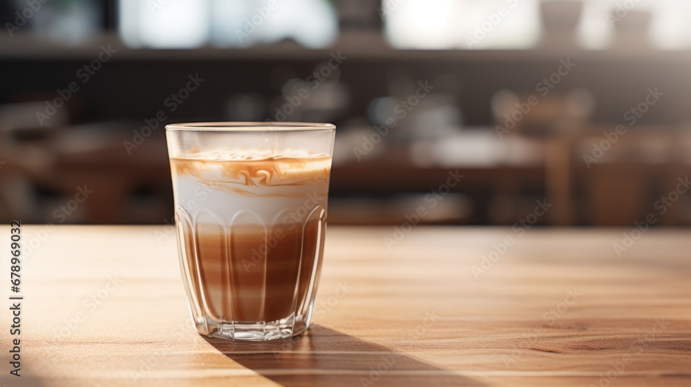 hot, fresh coffee in a cozy, sunny latte coffee put on table in cafe restaurant, drink breakfast in the morning milk latte with coffee foam in glass mug with ingredients free copy space hot, fresh coffee in a cozy, sunny latte coffee put on table in cafe restaurant, drink breakfast in the morning milk latte with coffee foam in glass mug with ingredients free copy space