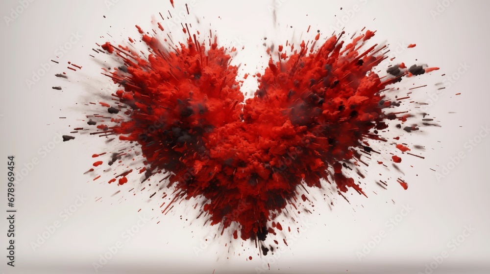 Image of an explosion forming a heart shape on a white background.